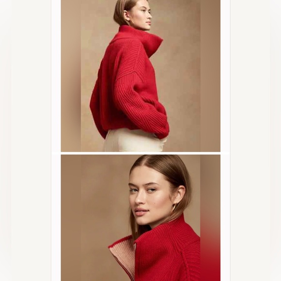 NWT BANANA REPUBLIC HALF ZIP STAND COLLAR SWEATER wool cashmere blend - Picture 5 of 16